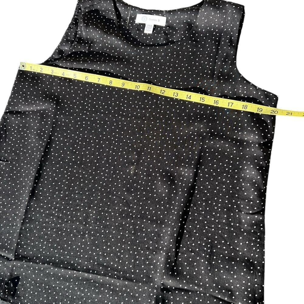 Christina B black lined polk a dot tank top, sheer with dots, women's S - Picture 7 of 11